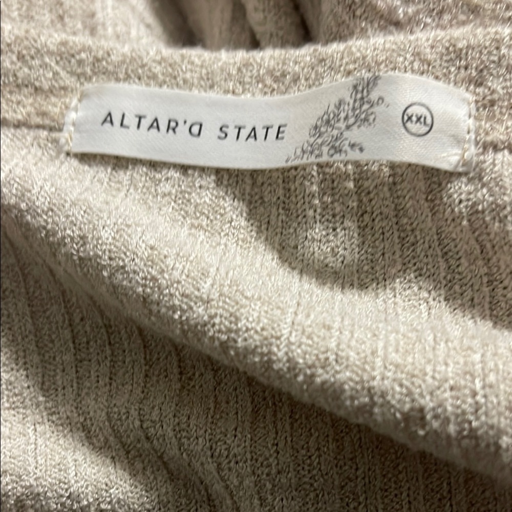 Altar'd State Beige Ribbed Blouse - Picture 3 of 9